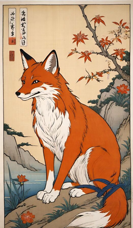 Renard roux en chasse