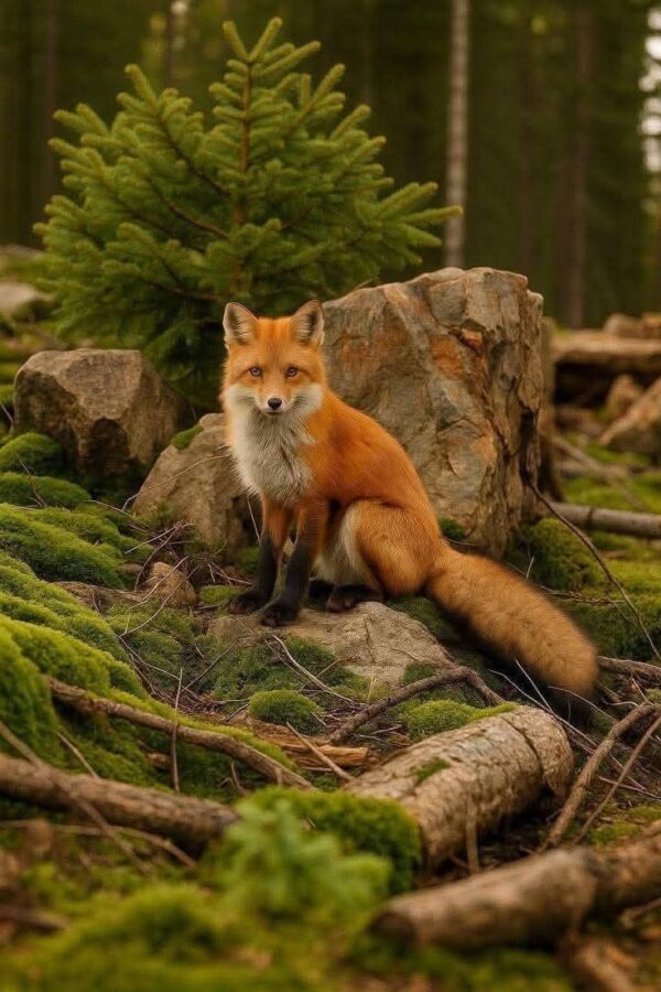 renard dans le jardin