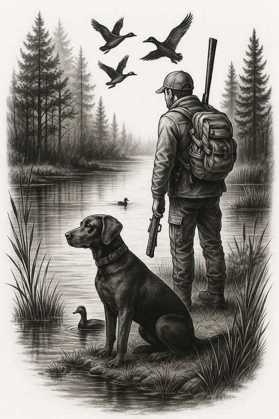 Noir et blanc chien de chasse